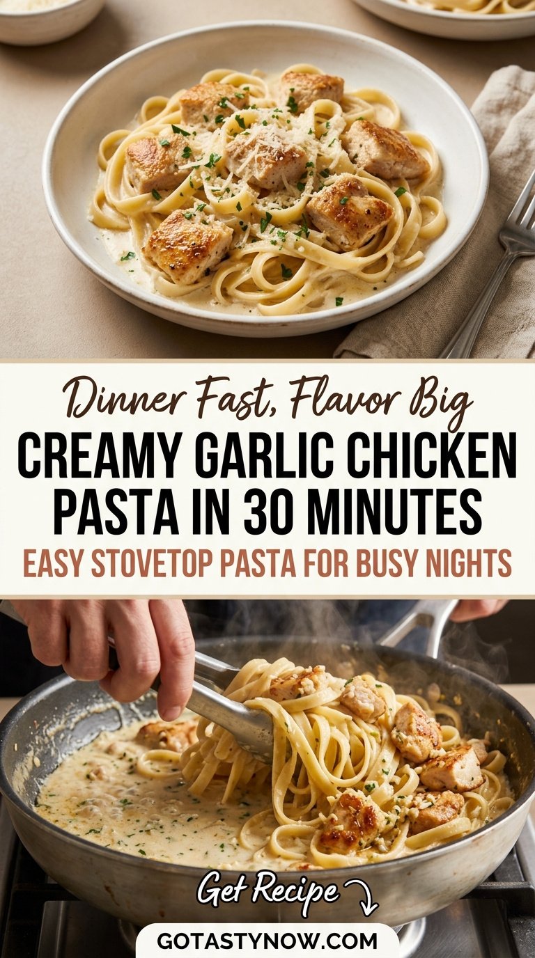 Creamy Garlic Chicken Pasta in 30 Minutes preparation